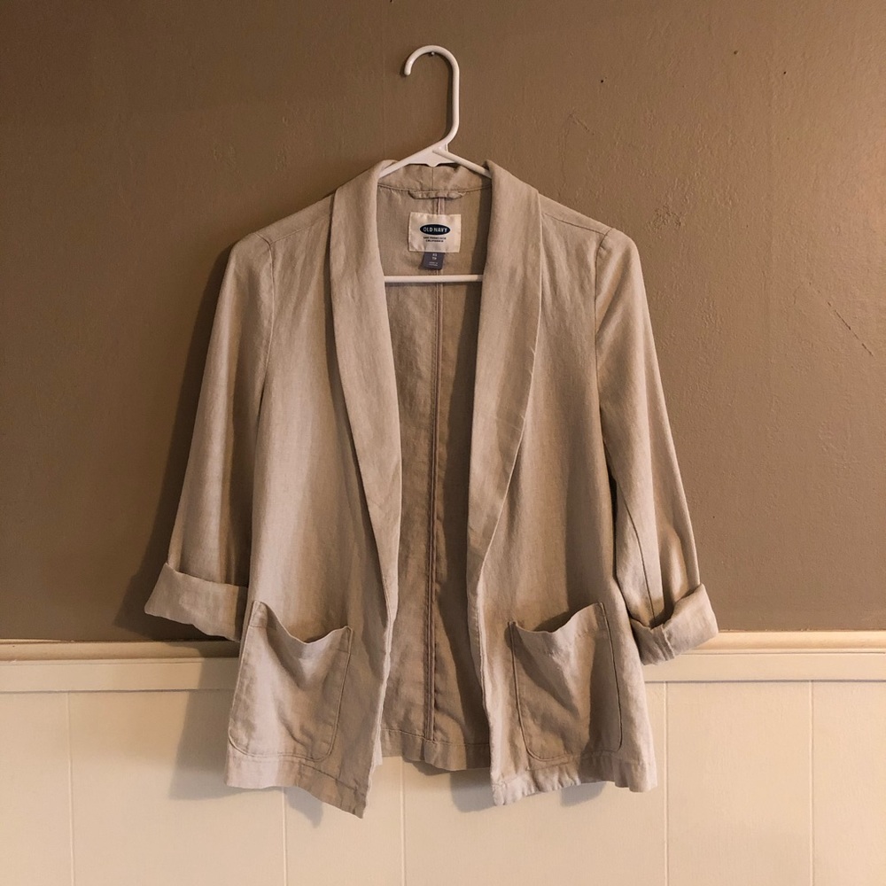 Old Navy natural tan linen blazer XS